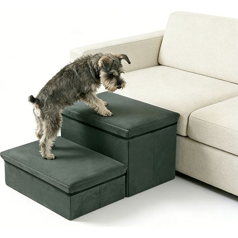 Escalier pour Chien avec Rangement - Pédale Pliable pour Animaux de Compagnie - Gris, 32 x 64 x 42 cm (1/5)