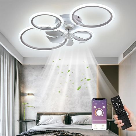 Ceiling Fan with Lighting, LED Ceiling Light with Remote Control Fan and Silent App, 60W Dimmable Ceiling Lamp with Fan for Bedroom (1/5)