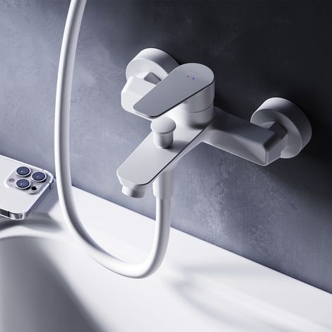 AM.PM Mitigeur Baignoire Blanc Robinet Baignore Main Monté Mur pour Salle de Bains Mélangeur de Baignoire en Laiton (1/5)