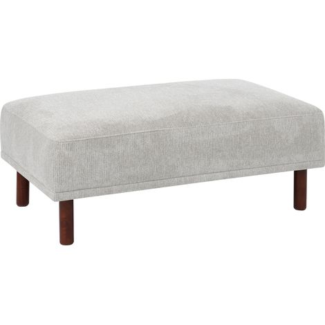Otomana rectangular reposapiés patas de madera apto para mascotas de tela gris claro Holt