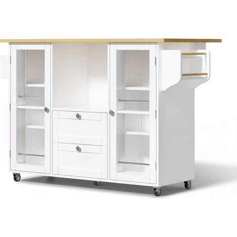 Isla de cocina con ruedas y encimera abatible MDF 120 x 45(70) x 92 cm HOMVRA (1/5)
