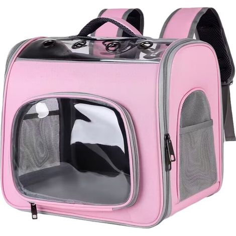 Sac à dos transport pour chat et petit chien, cabine panoramique PVC, tissu Oxford, semi-souple, maille aérée double face, pliable, 3 modes de portage (dos, bandoulière, poignée), sac de sortie grand  (1/5)