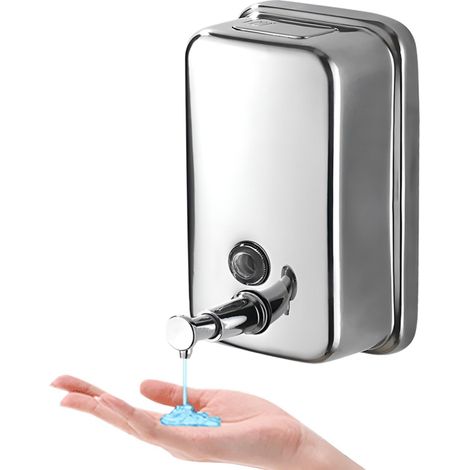 Distributeur de savon inox 800ml, mural, pour savon liquide, shampoing, gel douche (1/5)