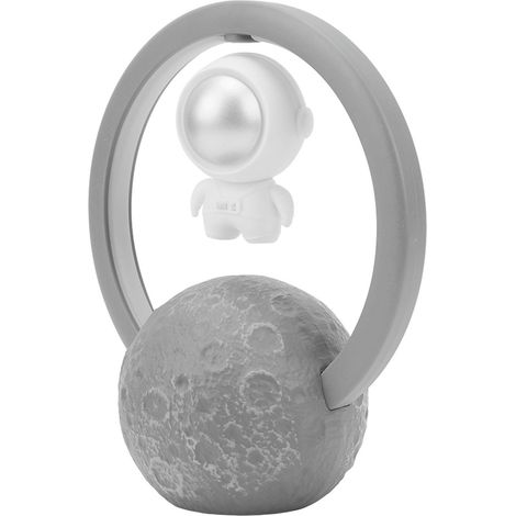 Enceinte flottante magnétique suspendue en forme d'astronaute avec lumière RGB, enceinte audio sans fil Bluetooth argentée (1/5)