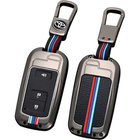 Compatible con Toyota Tacoma 2016-2023, funda protectora de silicona metalizada para llave de tres contactos (gris)