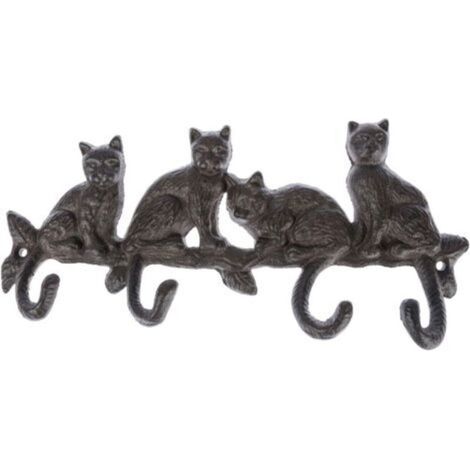 Porte-manteau mural en fonte – motif chat (1/4)