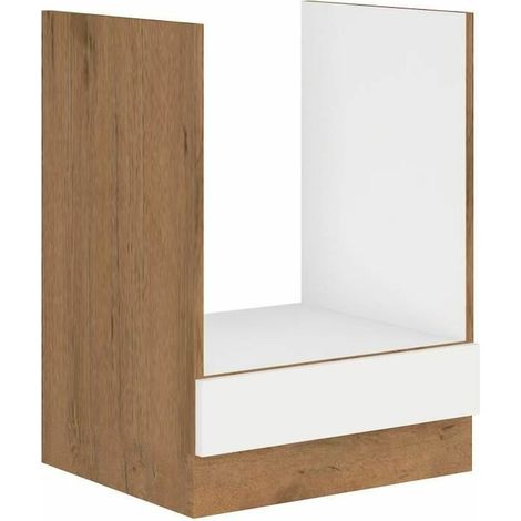 ROCK - Mobile basso forno - Melaminico rovere Lancelot e Bianco lucido - 60 cm - Piano di lavoro non incluso