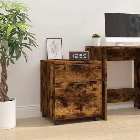 Archivador ruedas madera contrachapada roble ahumado 45x38x54cm vidaXL