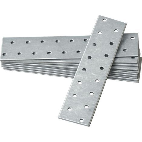 10 x Plaques d'assemblage perforée plates (160 x 40 x 2) Connecteur de réparation, Plaques de raccord, en acier galvanisé (1/5)