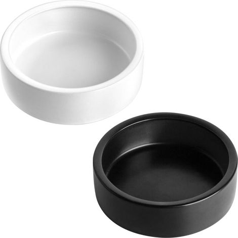 2 Bols céramique forme ours et hérisson, 9,9 cm, anti-rongement, antidérapants (noir et blanc)