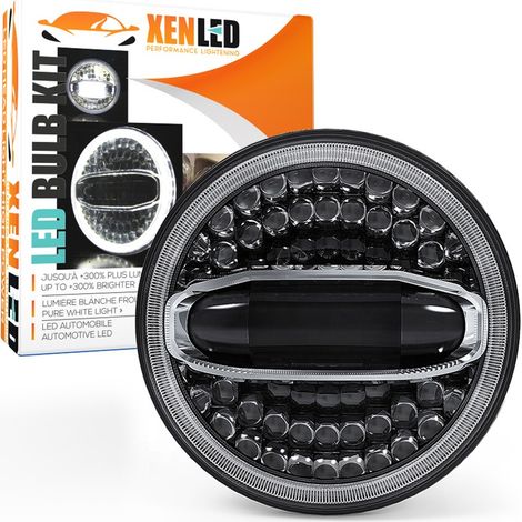 Phare Full LED Moto 1088B - Rond 7" 59W 4500Lms 5500K - Noir - XENLED Optique moto (1/5)