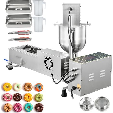 Mophorn Automatische Donut-Maschine, einreihig, 7-l-Trichter, 3 Formengrößen, kommerzieller Donut-Maker, 304 Edelstahl