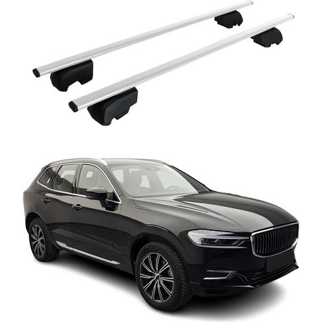 OMAC Dachtrager Quertrager für Volvo XC60 II 2018-2026 – City Crash getestet – ISO PAS 11154:2006 – Abschliessbar – Max 75 kg – 2 Stangen Stahl Silber (1/5)