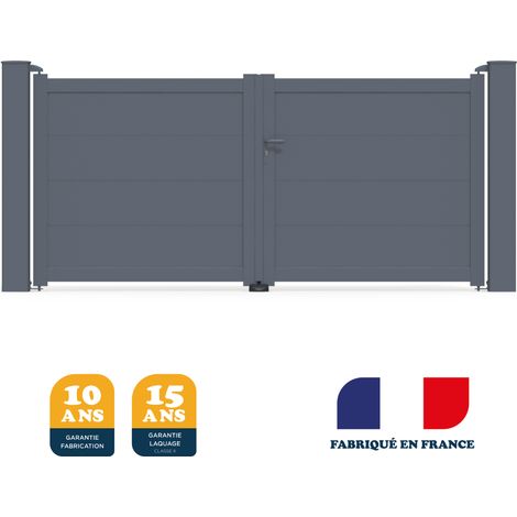 Portail battant prêt à poser MARYN Gris 7016 L306 cm X 135cm en aluminium BELTY (1/4)