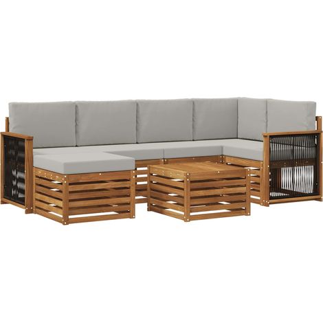 Ensemble de canapés d'extérieur 6 pc Naturel et gris clair vidaXL