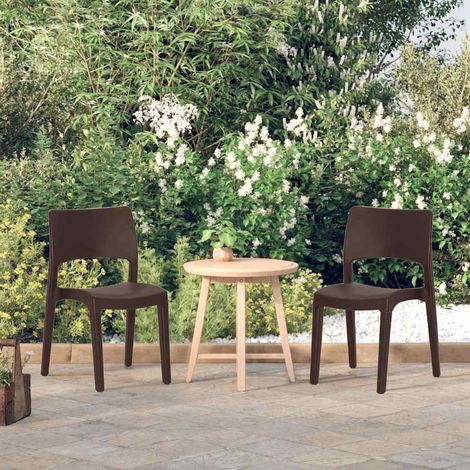 Chaises de jardin-Chaise de terrasse-Chaise d'extérieur lot de 2 Moka Polypropylène 882150 (1/5)