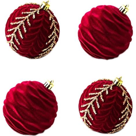 Boules De Noël Flocage Vin Rouge Ornements Décoration Arbre De Noël Sphères (1/4)