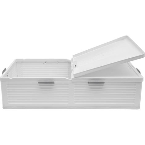 Boîte de rangement, design pliable, plastique durable, gris (1/2)