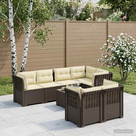 vidaXL Canapé de Jardin 7 Places avec Coussins Look Rattan PP (1/5)