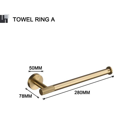 (Anneau porte-serviettes A) Porte-savon doré brossé, barre porte-serviettes, porte-papier toilette, crochet pour peignoir, porte-gobelet, brosse WC, porte-savon, accessoires de salle de bain (1/5)