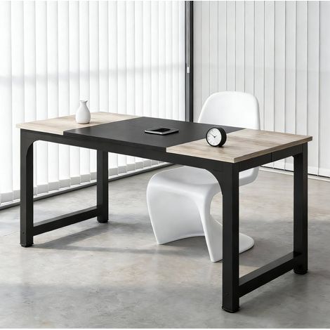 MEUBLIV Bureau rectangulaire 180x80 cm noir – table de réunion pour 6 personnes (1/5)
