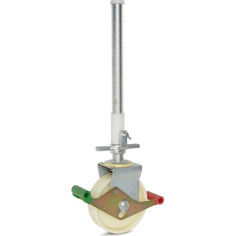 Roue d’échafaudage - MESO - Nylon - 200mm - 800kg - Broche acier 38mm avec douille et tube