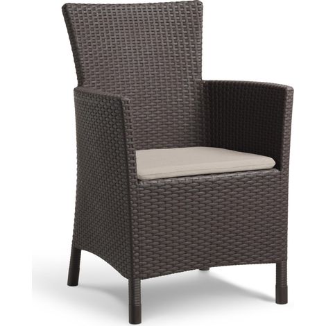 Keter Iowa Poltrona da Esterno e Interno con Cuscino Incluso, Marrone, 62 x 60 x 89 cm
