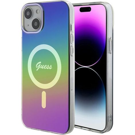 Funda rígida multicolor/arcoíris IML Iridescent MagSafe para iPhone 15/14/13 de 6,1 pulgadas de Guess GUHMP15SHITSK (1/5)