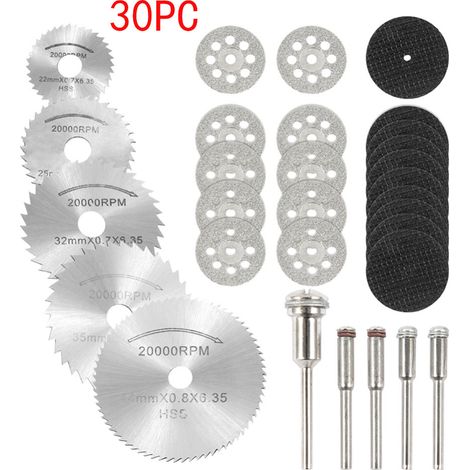 Kit de disques de coupe pour outil rotatif, lame de scie circulaire, disque de coupe pour résine, disque de coupe accessoire avec poignée de 0,3 cm, convient pour le bois, le verre, le plastique, la p (1/5)