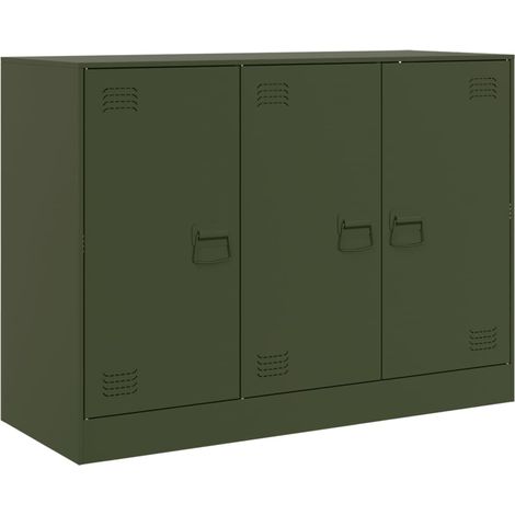 Credenza buffet cassettiera mobile contenitore organizer cucina soggiorno soggiorno oliva 99 x 39 x 73 cm verde acciaio 020036594