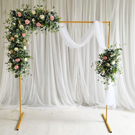 Arche de mariage - 2 m x 2 m - Carré amovible - Décoration de fleurs - Cadre de fleurs pour mariage et fête - Doré