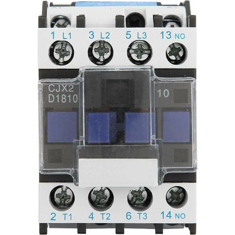 Contactor de CA CJX2-1810, contactor eléctrico industrial de 3 polos, bobina de contactor de montaje en riel, 24/36/48/110/380 V (380 V CA)
