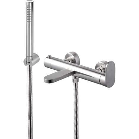 Miscelatore vasca con doccetta acciaio inox Vema AYAS STEEL V28081 Satinato