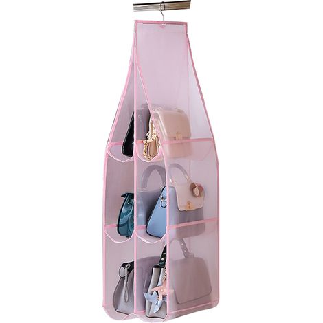 Sac à main suspendu, sac de rangement transparent en maille à suspendre au-dessus de la porte avec 6 poches