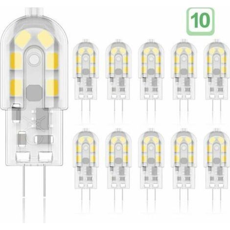 Lampadina LED G4 2W equivalente a 20W lampadine alogene bianco caldo 3000K 200lm 12 x SMD 12V AC/DC - Confezione da 10 [Classe energetica A+] (1/5)