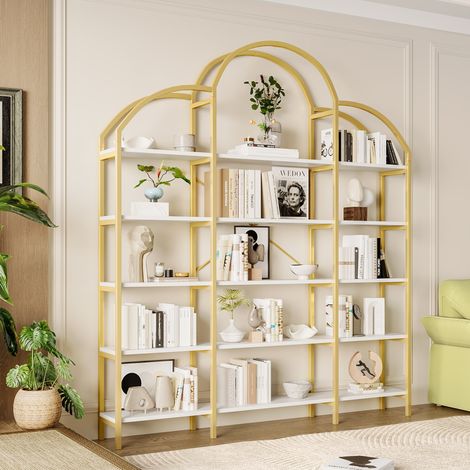 Estantería alta con 5 niveles nube dorada y elegante OKMYHOME (1/5)