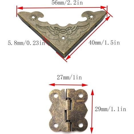 Design Boîte en bois Armoire Bijoux Coins de la Boîte Charnière Clous et de Vis en Bronze (1/5)