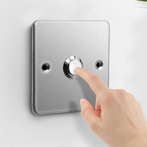 Panneau de sonnette de porte en acier inoxydable, interrupteur avec bouton poussoir, montage mural, argenté, manuel