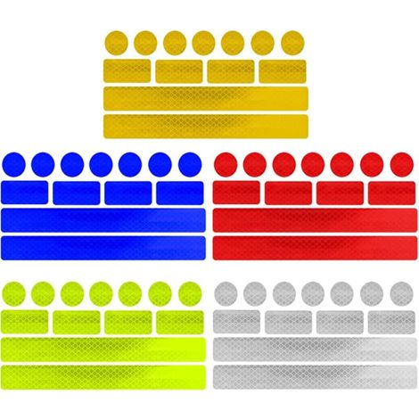 5 Pièces Bande Reflecteurs Stickers, Autocollants d'avertissement de Sécurité, Reflechissante Fluorescente D'avertissement Adhesives pour Voiture Vélo Poussette Casque Moto etc (1/4)