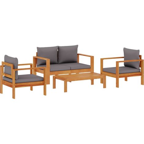 Maison Exclusive - Salon de jardin avec coussins 4 pcs bois d'acacia massif (1/5)