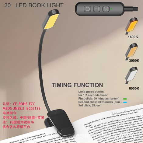 Klemmbare Leselampe für Bücher, Musiknoten und Piano – Flexible Ambiente-Lampe mit 20 LEDs, kompaktes schwarzes Design für Schreibtisch, Tisch oder Staffelei