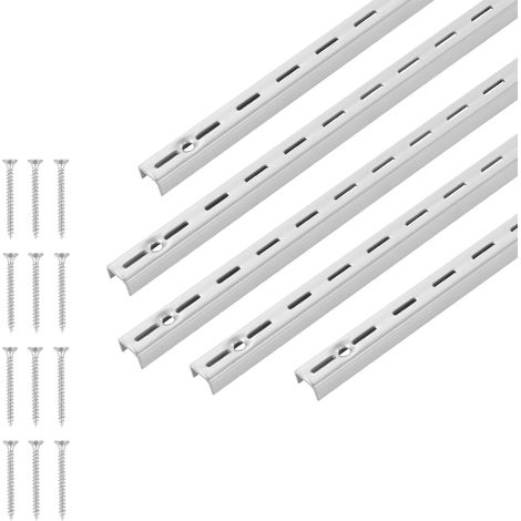 Mophorn Regalpilaster, 990 mm, 10er-Pack, vertikales Wandregalsystem, stabiles Stützsystem mit Einzelschlitz-Regalschienen, inklusive 40 Schrauben, ideal zur Organisation von Schränken, silberfarben