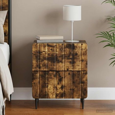 vidaXL Bedside Cabinet Smoked Oak 43 x 34.5 x 49.5 cm Engineered Wood (1/5)