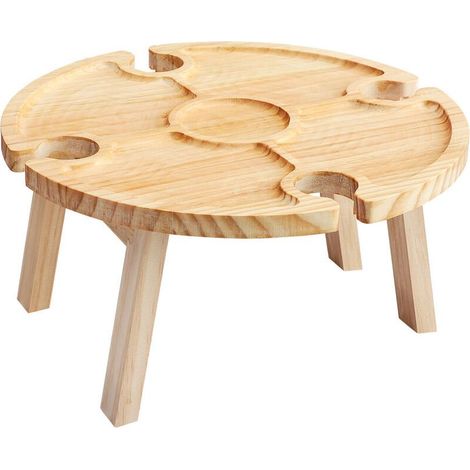Table à vin Portable pour l'extérieur, Mini Table de Camping, Table de Pique-Nique, Ronde en Bois, Portable, pour l'extérieur, Pliable, Petite Table de Plage pour Le Jardin (30 15 cm) A (1/4)