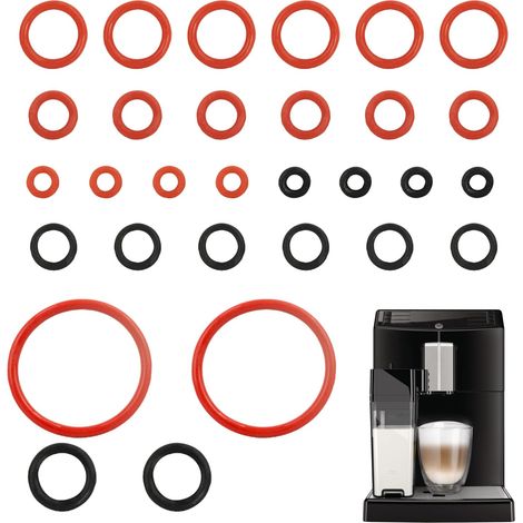 30 Joints à O - Accessoire pour Machine à Café Super-Automatique, Compatible avec, Pour Groupe de Brassage, Valves de Support, Sortie et Vapeur (1/5)