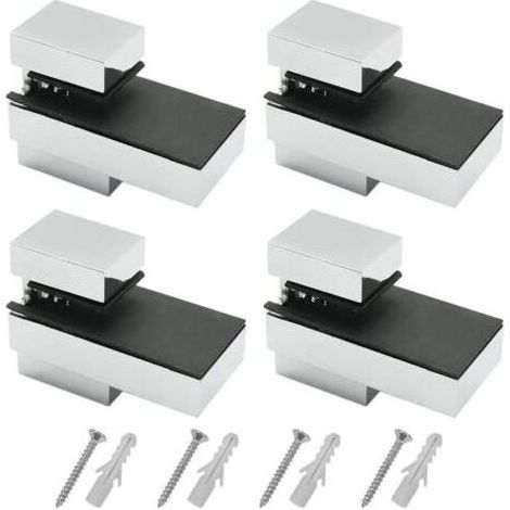 Support etagere, 4 Pièces Support etagere verre, Support etagere murale, avec vis, Supports réglables pour étagères en verre en alliage de zinc, épaisseur fixable 5-15mm, pour verre et (1/5)