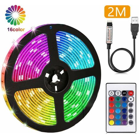 Ruban LED flexible à piles, 6.6FT / 3.3FT 3M RVB SMD5050 LED Corde de bande lumineuse étanche, kit de bande LED à changement de couleur pour la maison (1/5)