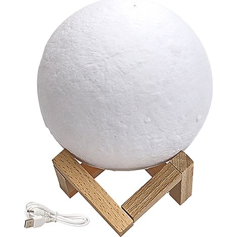 Lampe de nuit Lune 3D Toivize 8cm Tactile Rechargeable USB Blanc Chaud Jaune Plastique Décoration Intérieure Apaisante (1/5)