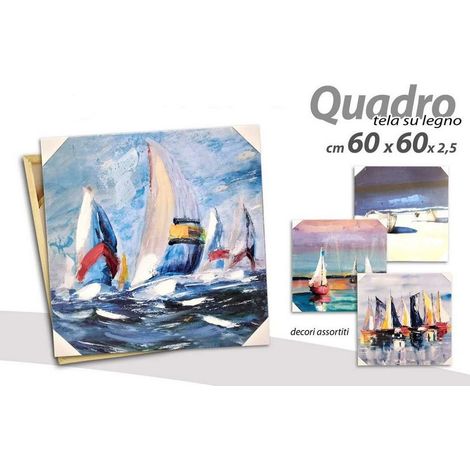 TRADE SHOP - Quadro Quadretto Decorativo 60x60x2,5 Cm Tela Su Legno Deluxe Decori Ass. 806827 - (1/3)