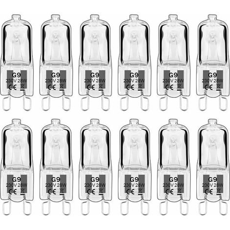 12 pièces G9 Lampes halogènes , ampoules G9 230V 28W 480lm, 2800K blanc chaud, ampoules à capsule dimmable, sans scintillement [Classe énergétique G] (1/5)